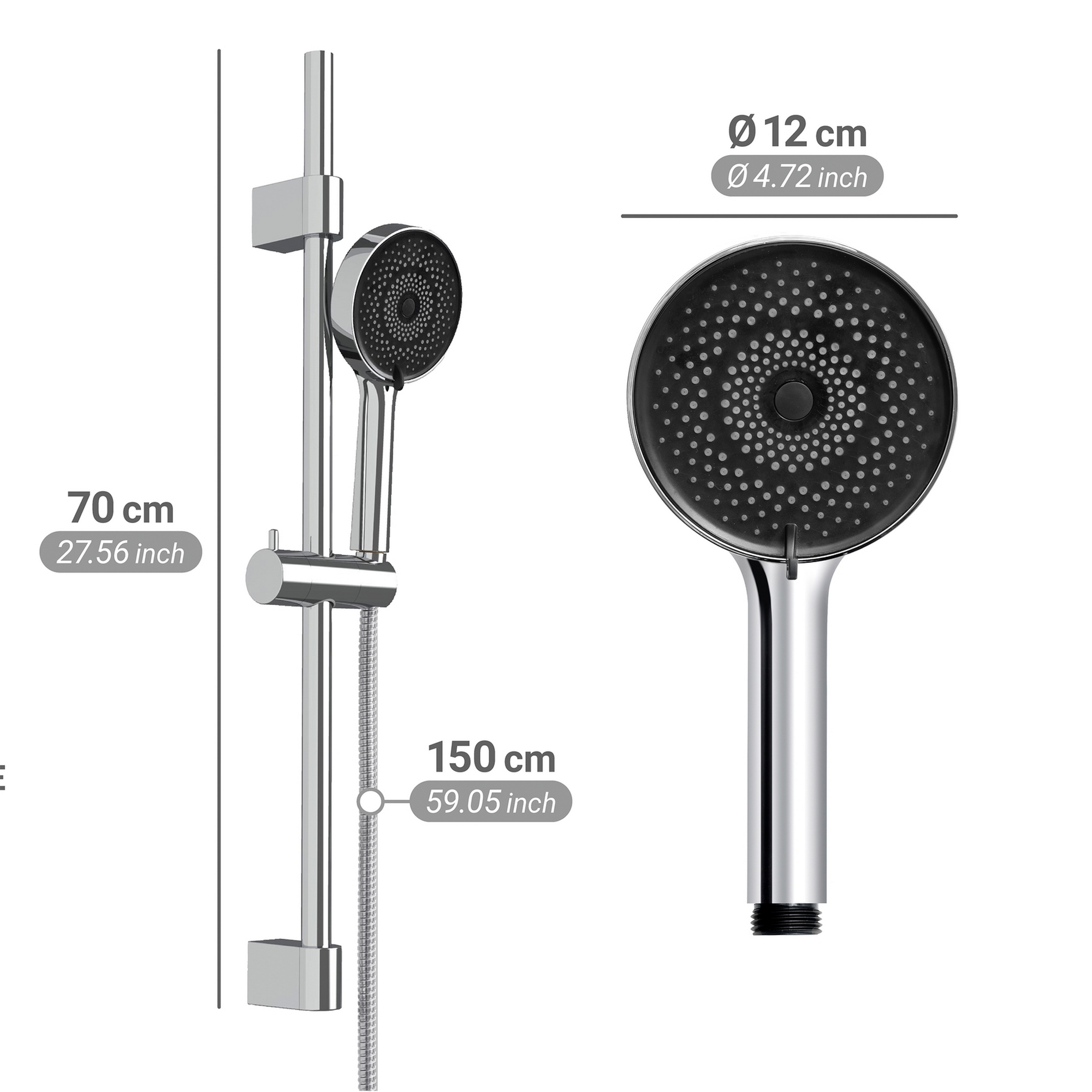 Handbrausen-Set 'Softwater' Edelstahl chromfarben 3-teilig