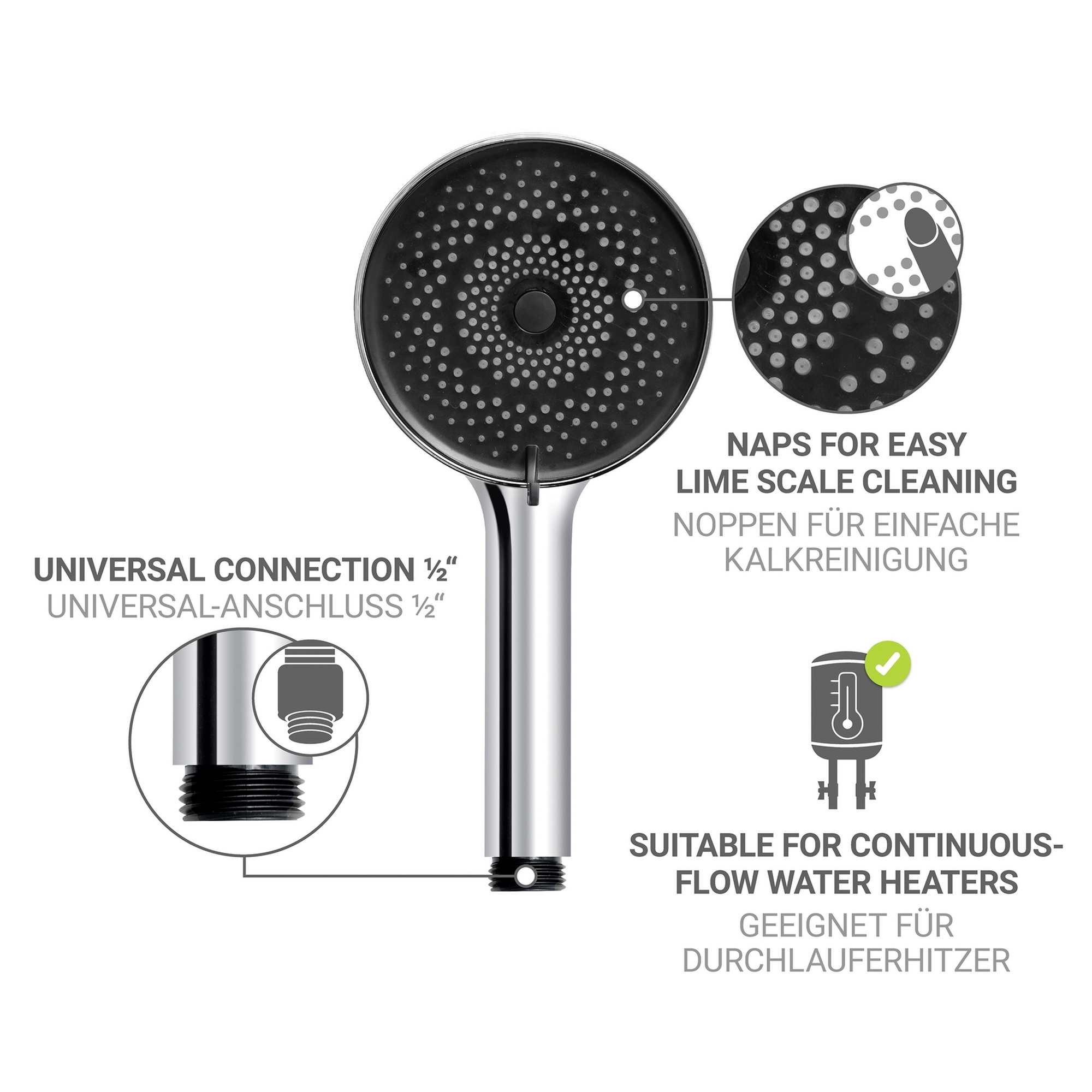 Handbrausen-Set 'Softwater' Edelstahl chromfarben 3-teilig