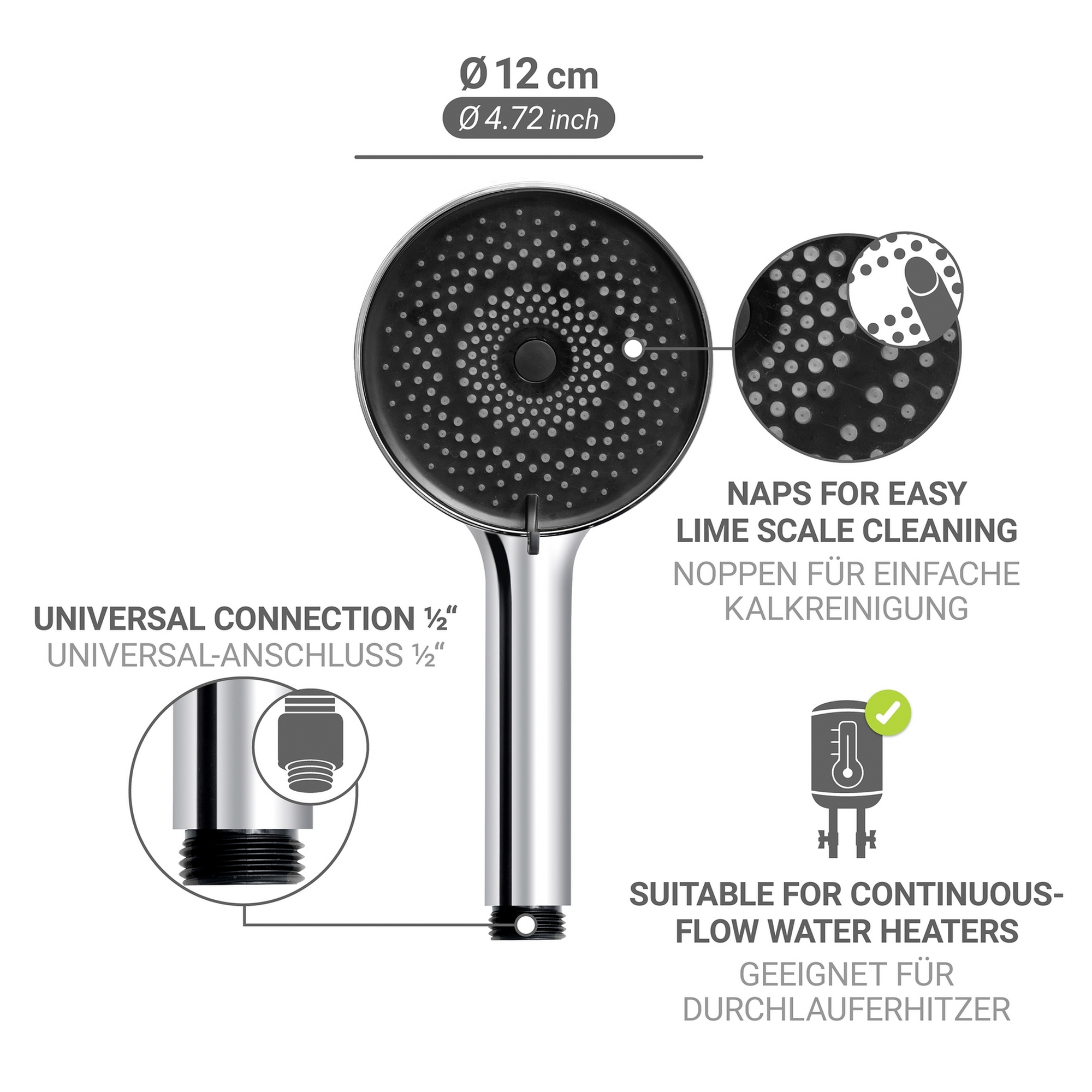 Handbrause 'Softwater' chromfarben Ø 12 cm