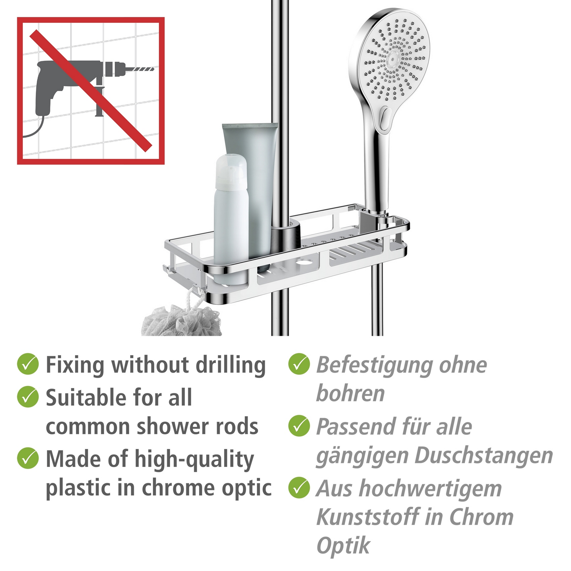 Duschablage 'Libertà' ABS-Kunststoff chromfarben 28,5 x 4 x 11,5 cm