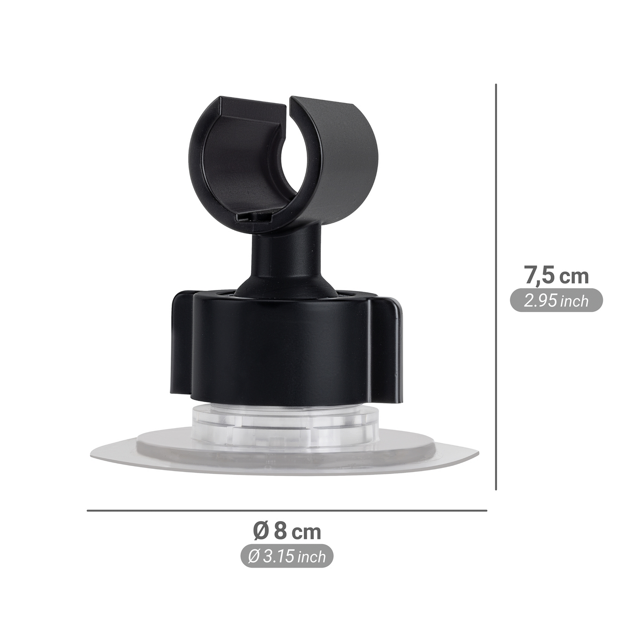 Duschkopfhalter 'Libertà' 360° ABS-Kunststoff schwarz Ø 8 x 7,5 cm