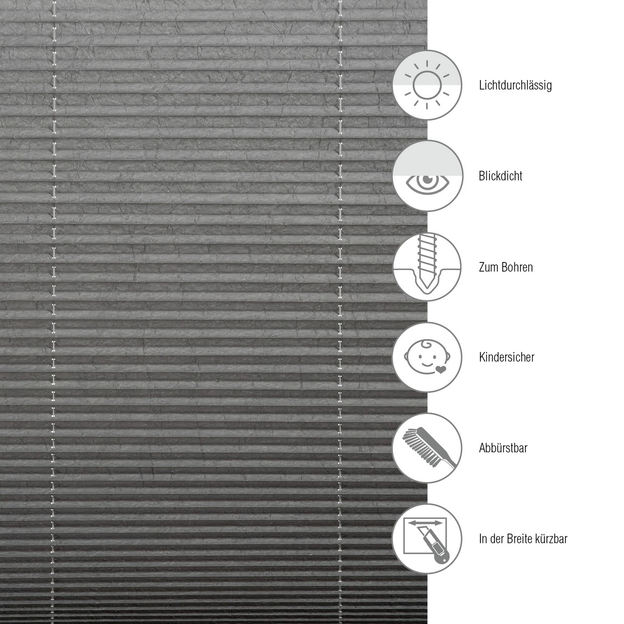 Plissee 'Milla' grau 50 x 130 cm