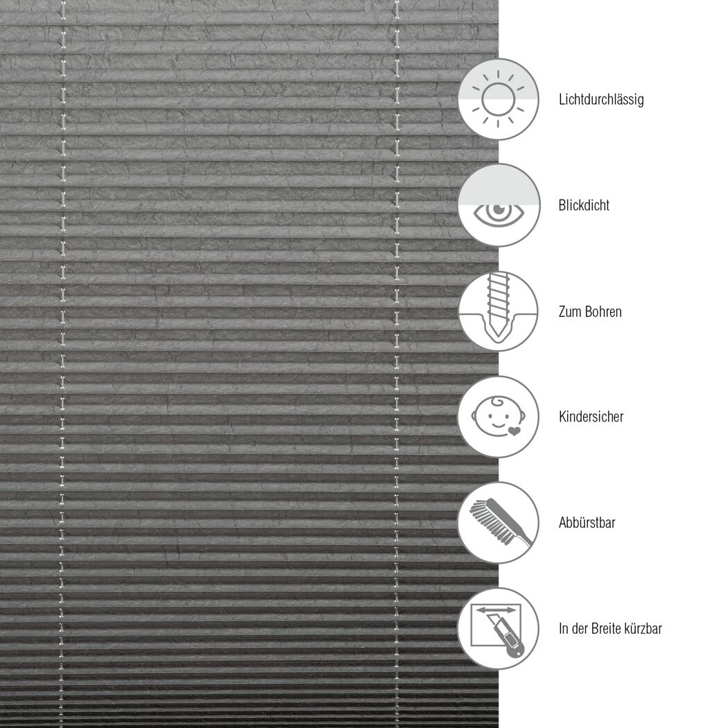 Plissee 'Milla' grau 80 x 130 cm