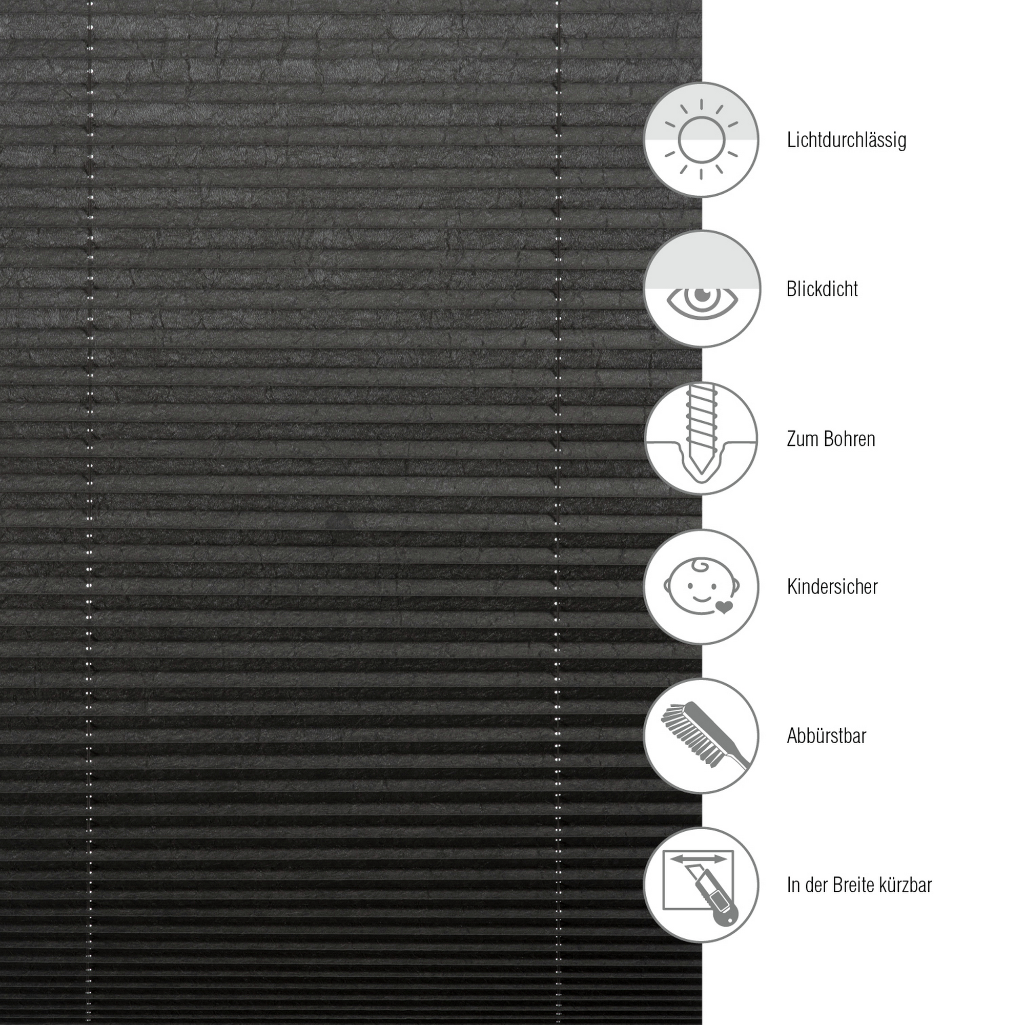 Plissee 'Milla' anthrazit 60 x 130 cm