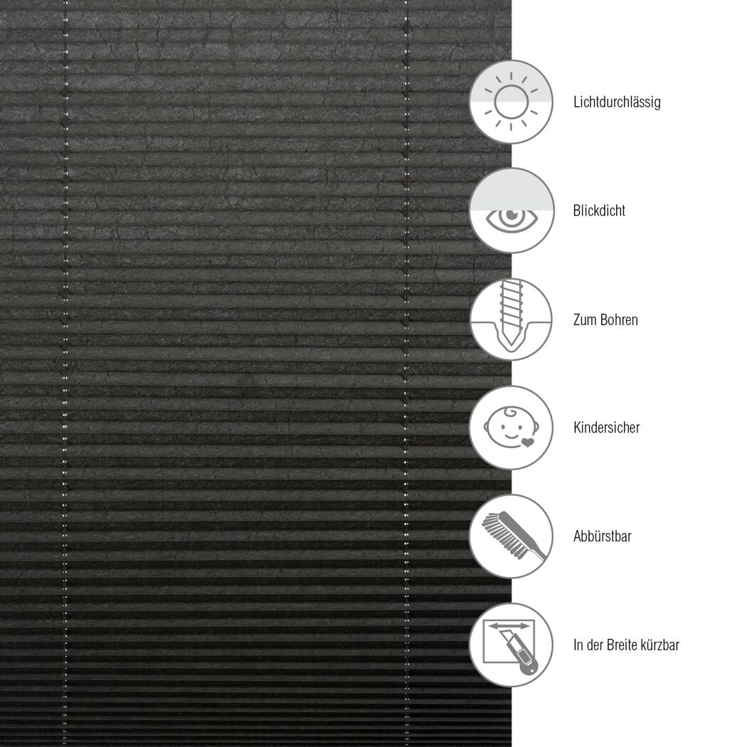 Plissee 'Milla' anthrazit 60 x 130 cm