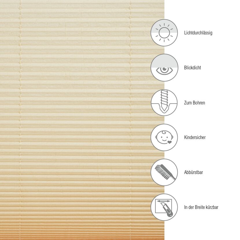 Plissee 'Milla SW' beige 80 x 130 cm