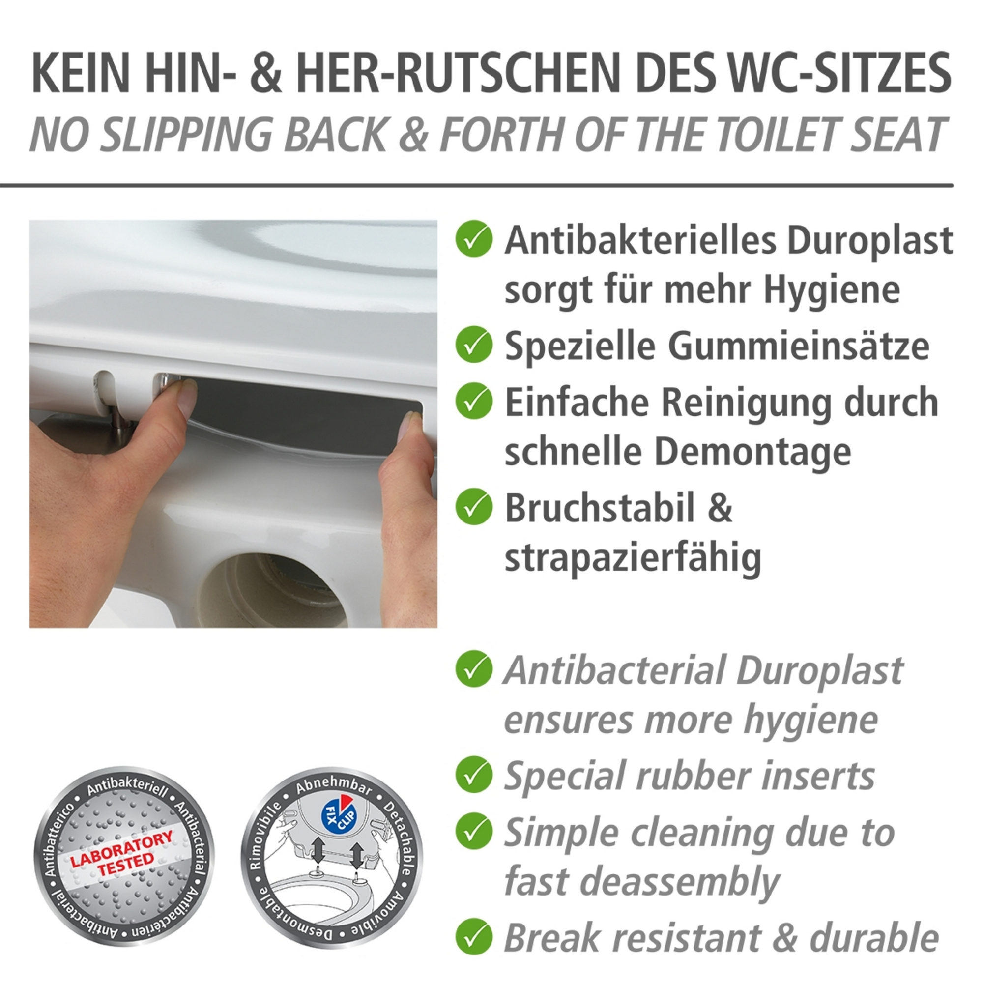 WC-Sitz 'Muschel' mit Absenkautomatik weiß Duroplast