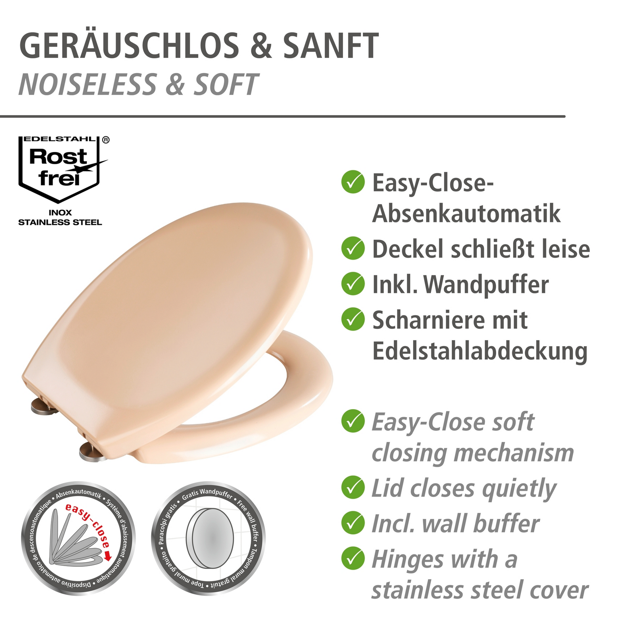 WC-Sitz 'Ottana' mit Absenkautomatik beige Duroplast