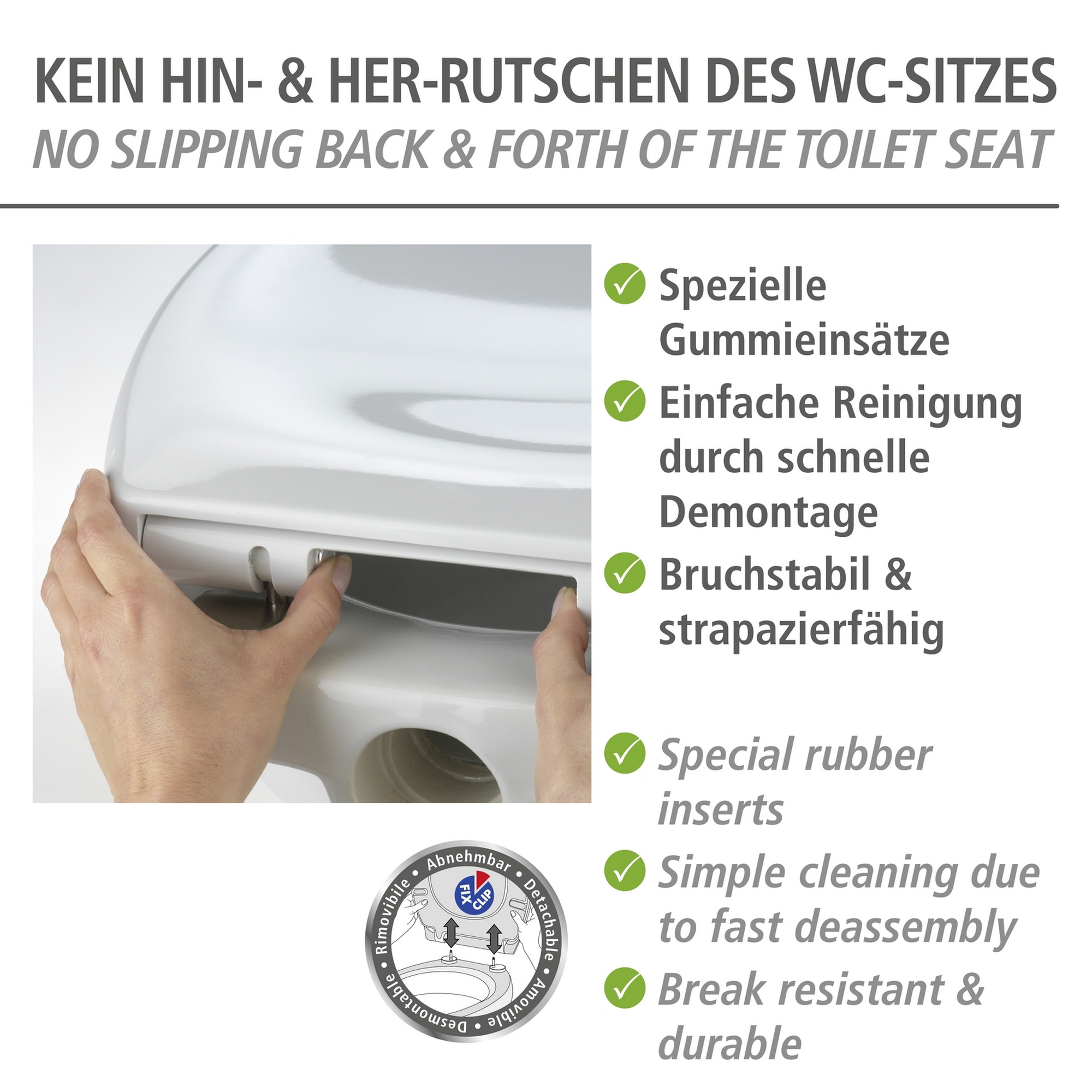 WC-Sitz 'Ottana' mit Absenkautomatik granifarben Duroplast
