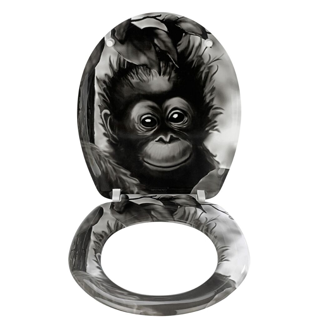 WC-Sitz 'Affe' schwarz, weiß Duroplast