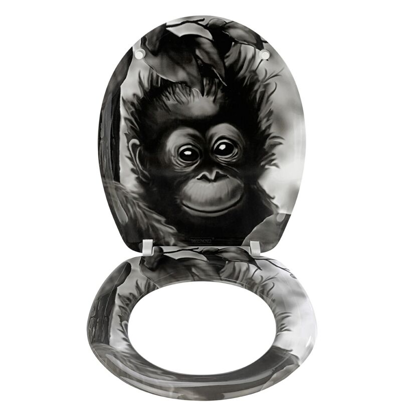 WC-Sitz 'Affe' schwarz, weiß Duroplast