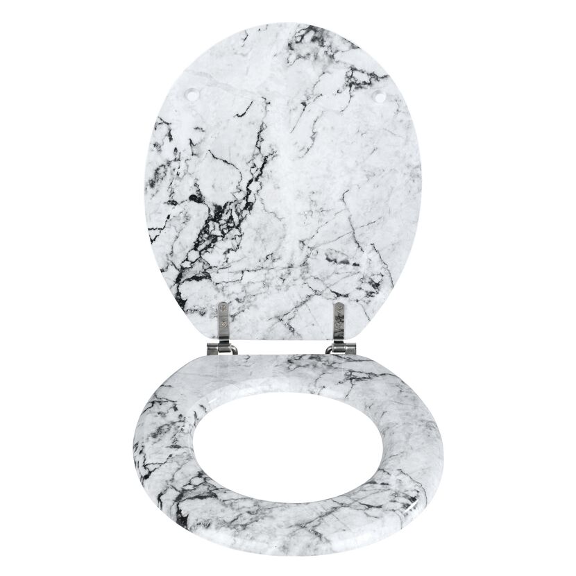 WC-Sitz 'Onyx weiß, schwarz Holzkern