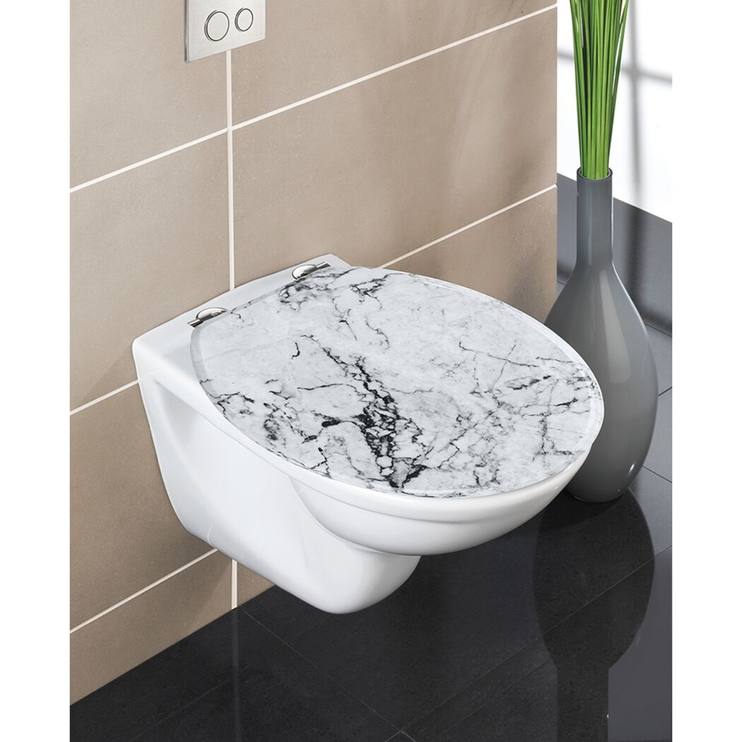 WC-Sitz 'Onyx weiß, schwarz Holzkern