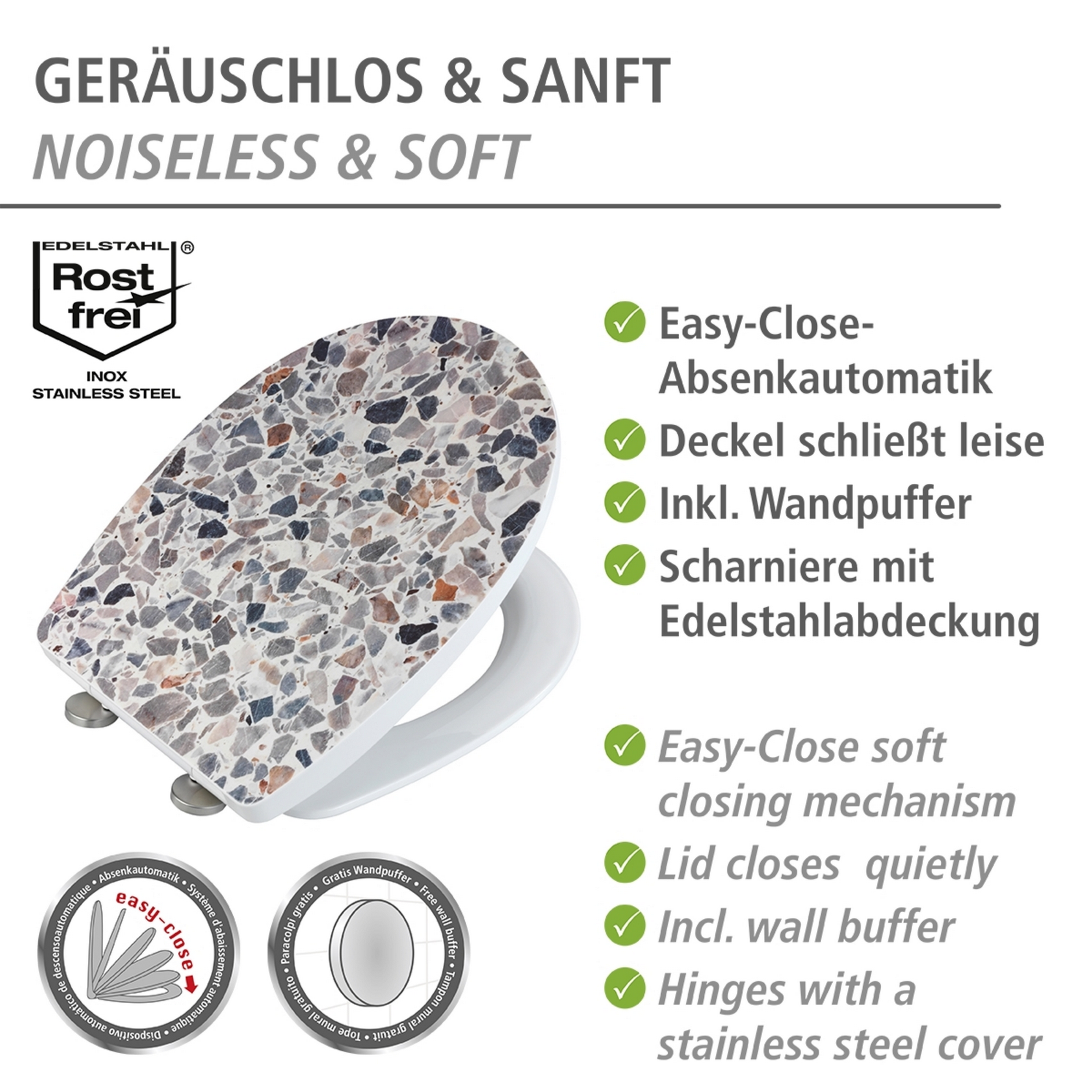 WC-Sitz 'Terrazzo' mit Absenkautomatik mehrfarbig Thermoplast