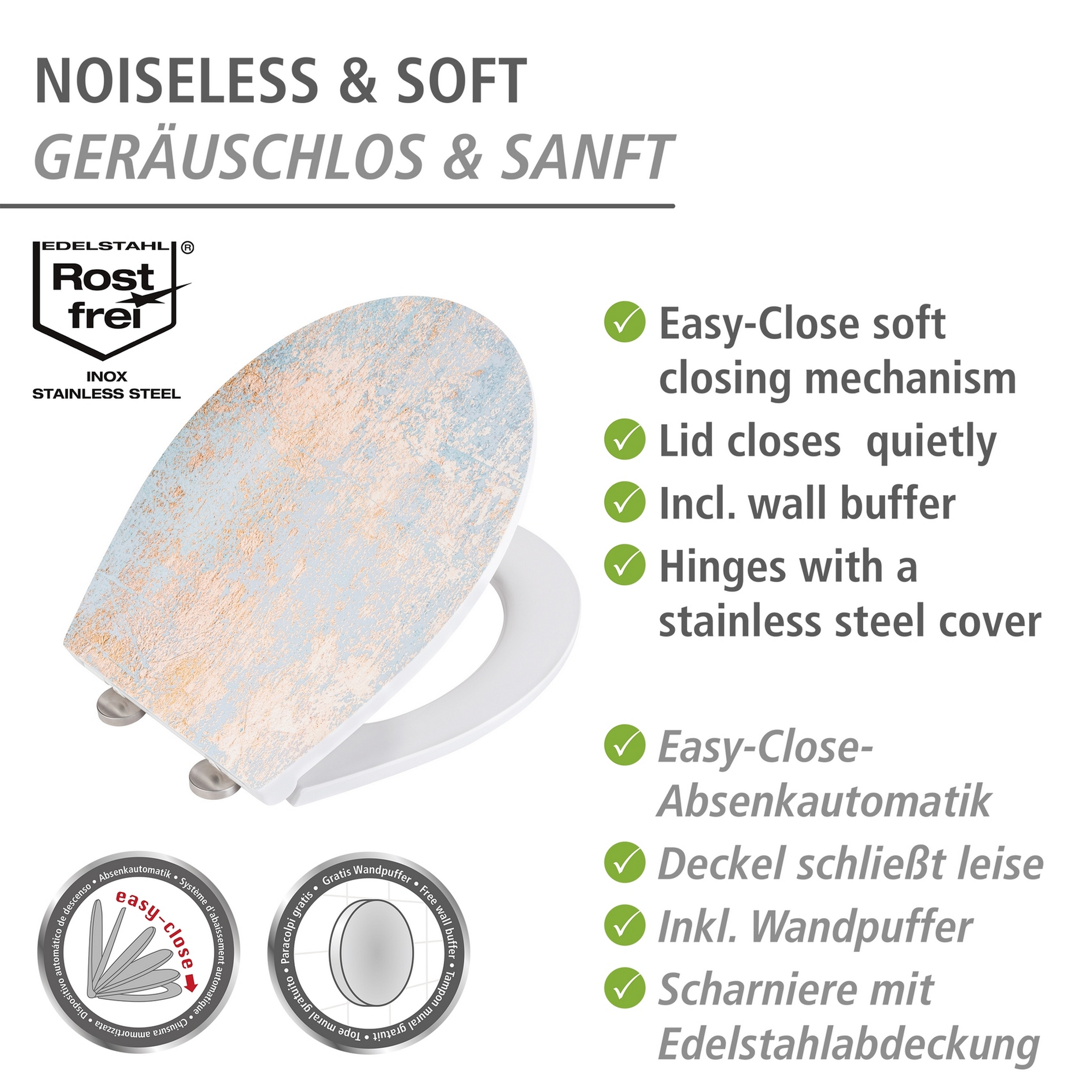 WC-Sitz 'Agate' mit Absenkautomatik mehrfarbig Duroplast