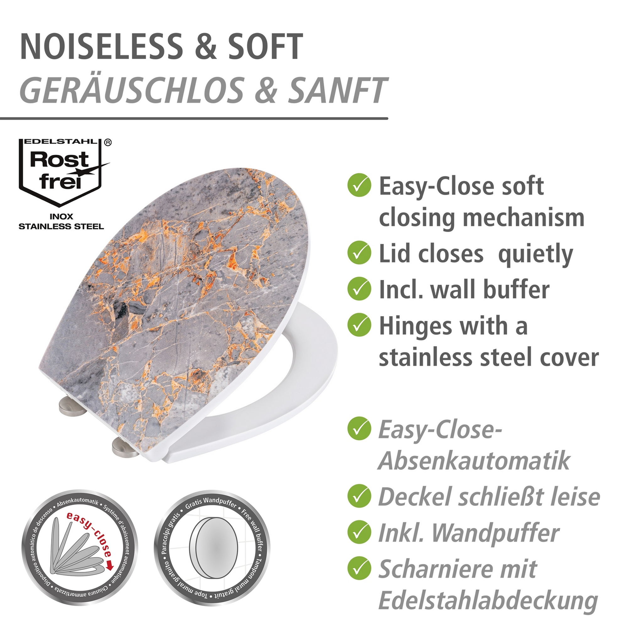 WC-Sitz 'Grey' mit Absenkautomatik mehrfarbig Duroplast