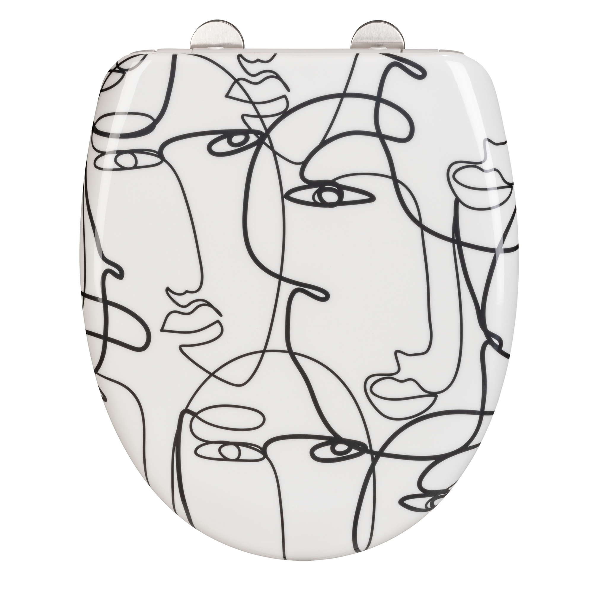 WC-Sitz 'Faces' mit Absenkautomatik weiß, schwarz Duroplast