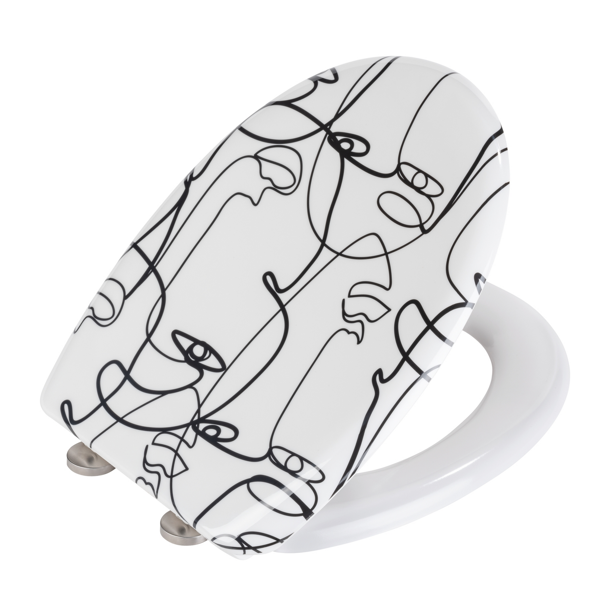 WC-Sitz 'Faces' mit Absenkautomatik weiß, schwarz Duroplast