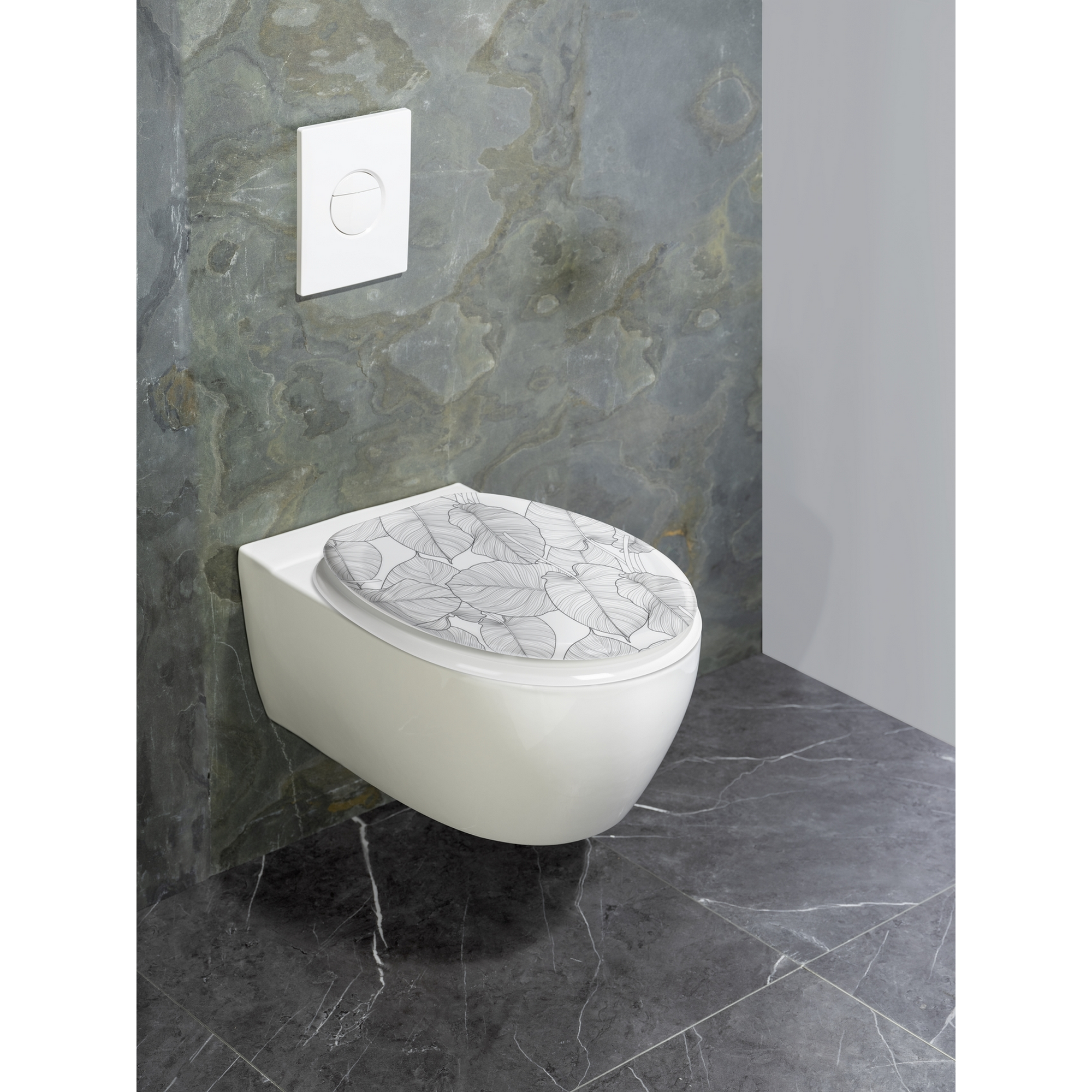 WC-Sitz 'Samoa' mit Absenkautomatik weiß, schwarz Duroplast