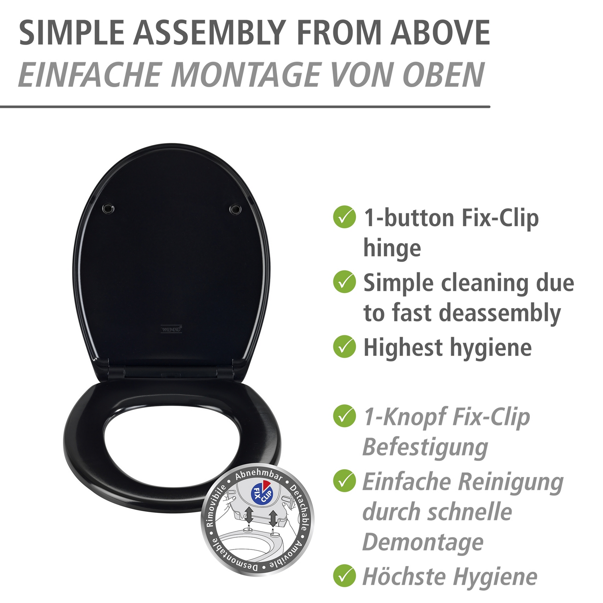 WC-Sitz 'Vorno' mit Absenkautomatik schwarz Duroplast