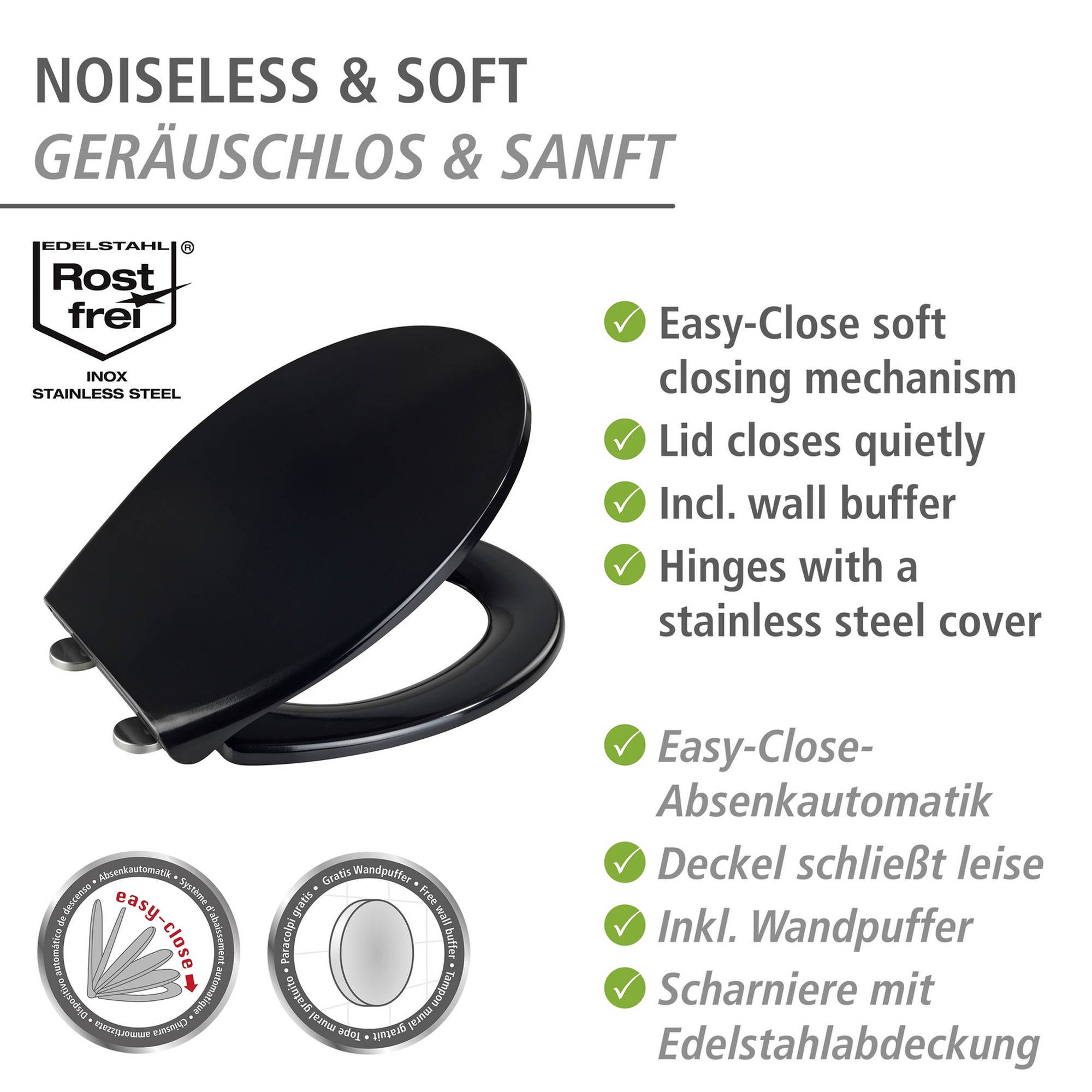 WC-Sitz 'Vorno' mit Absenkautomatik schwarz Duroplast