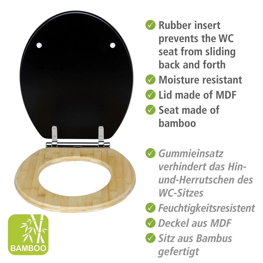 WC-Sitz 'Bambusa' mit Absenkautomatik schwarz Holzkern, Bambus