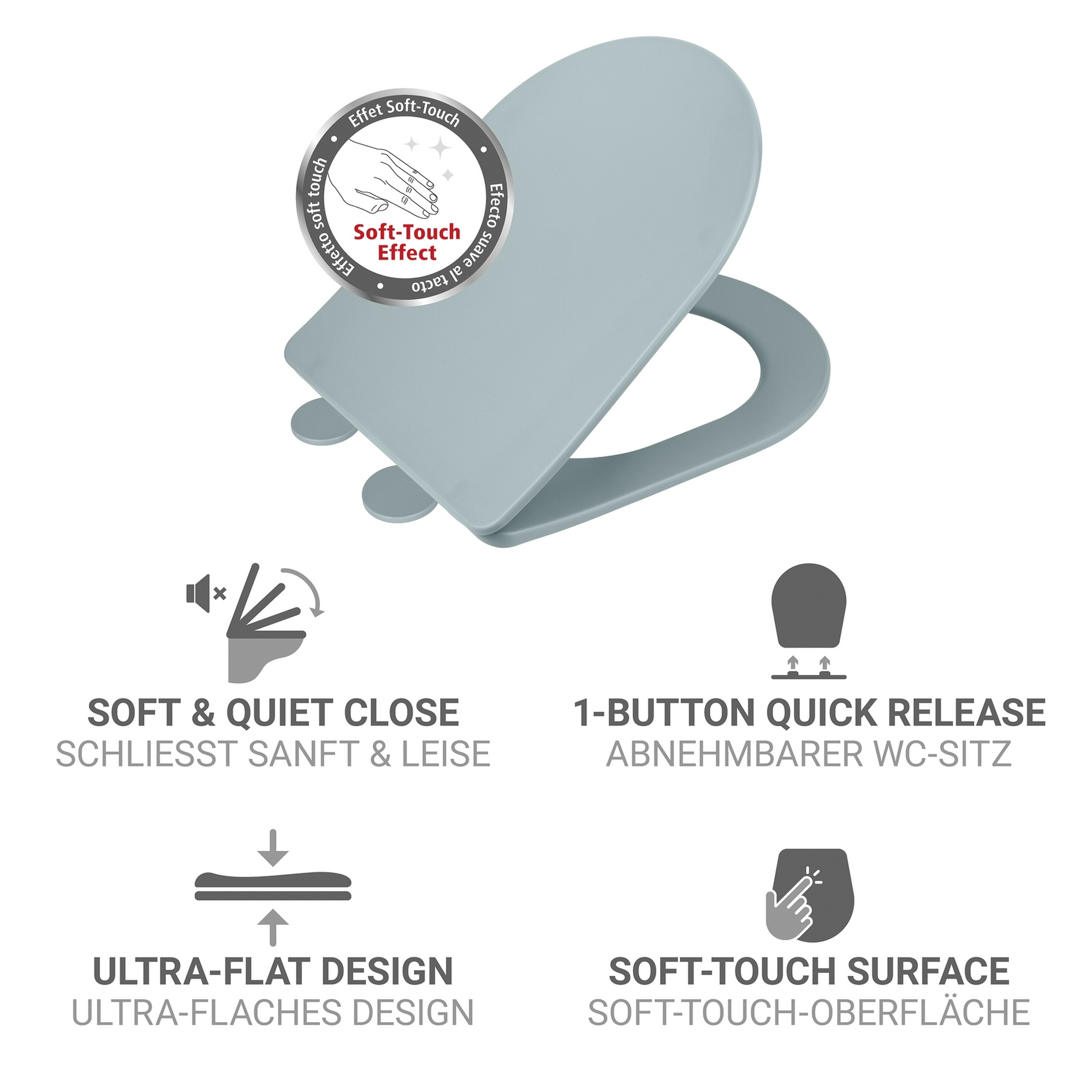 WC-Sitz 'Galati' mit Absenkautomatik blau Duroplast