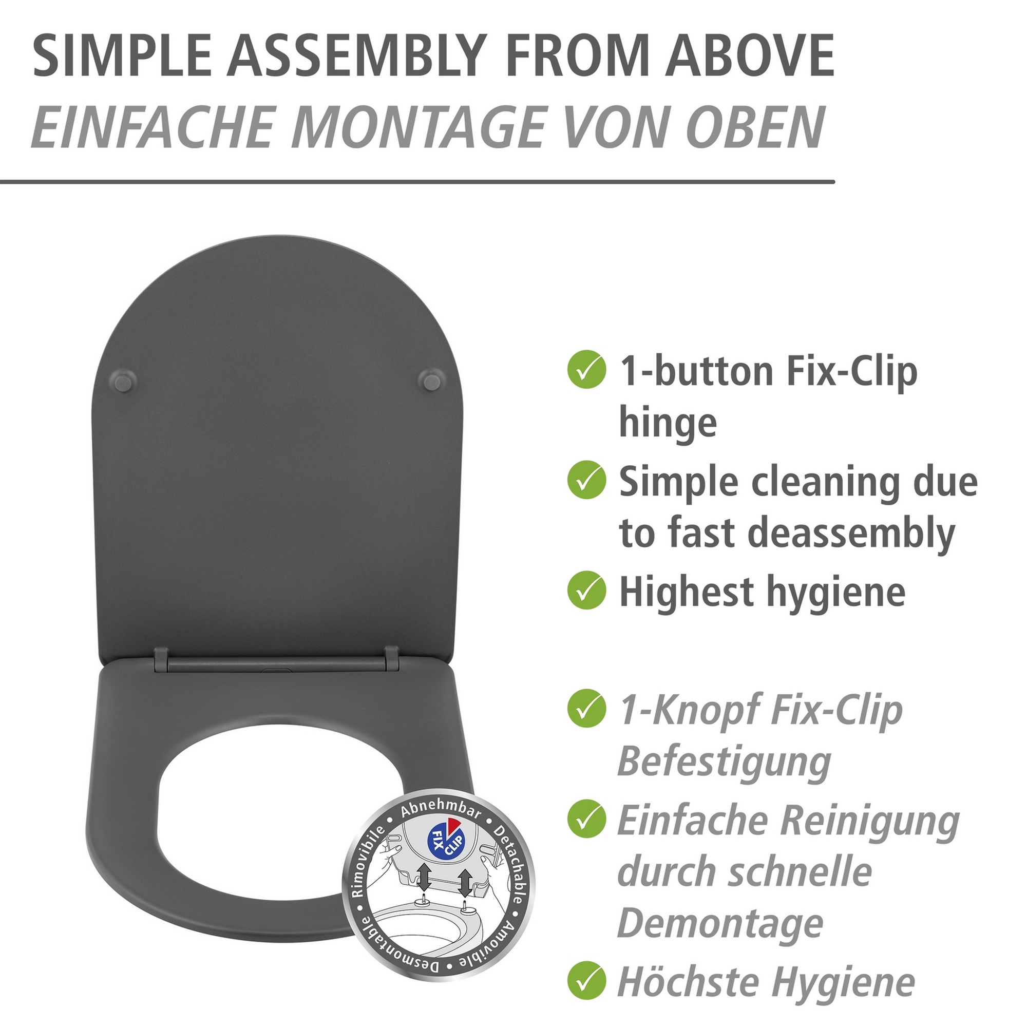 WC-Sitz 'Galati' mit Absenkautomatik anthrazit Duroplast