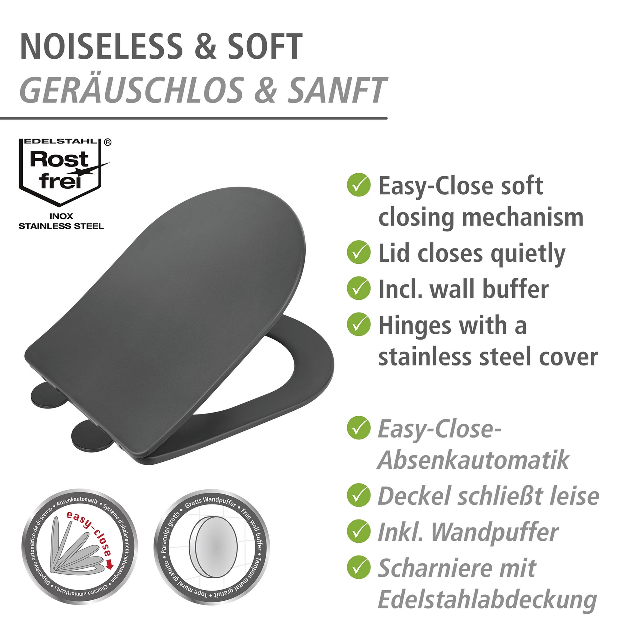 WC-Sitz 'Galati' mit Absenkautomatik anthrazit Duroplast