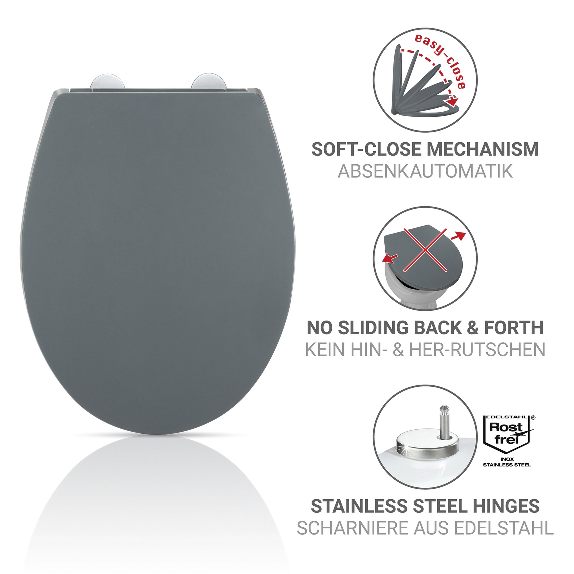 WC-Sitz 'Ostuni' mit Absenkautomatik grau Thermoplast