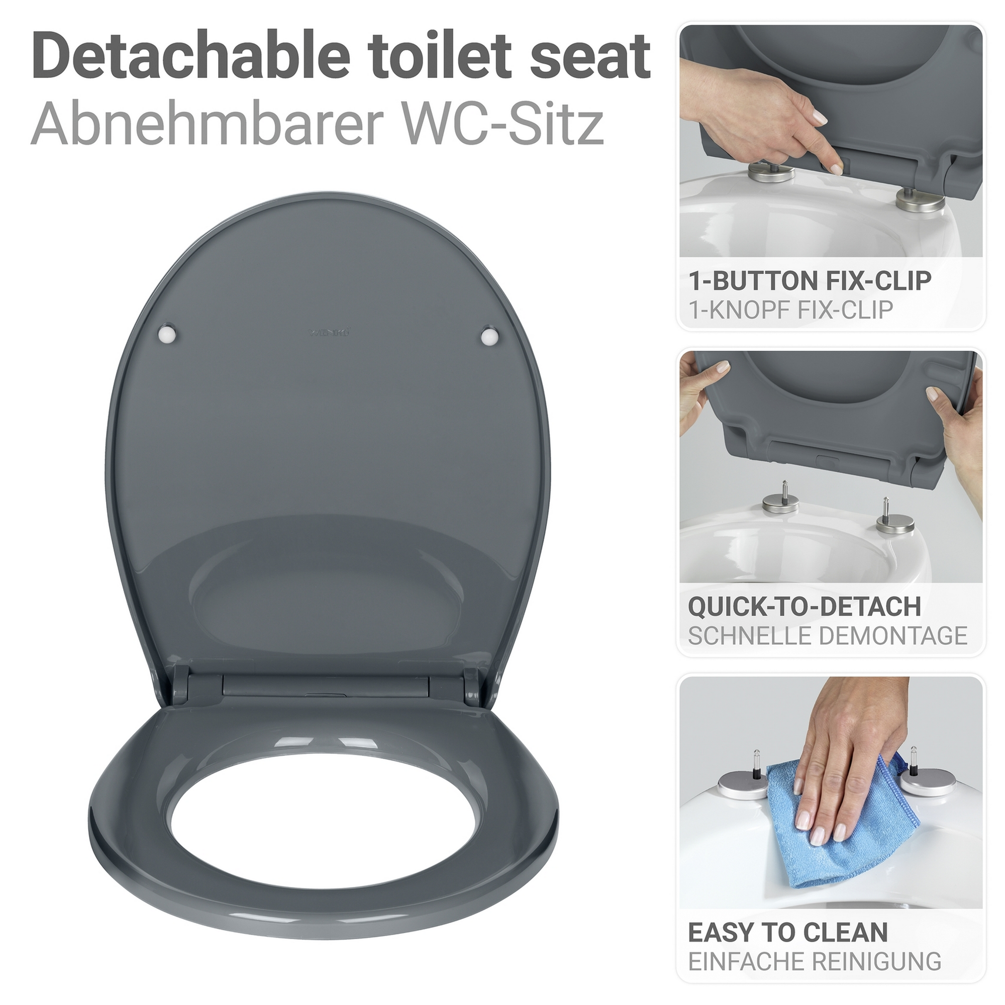 WC-Sitz 'Ostuni' mit Absenkautomatik grau Thermoplast