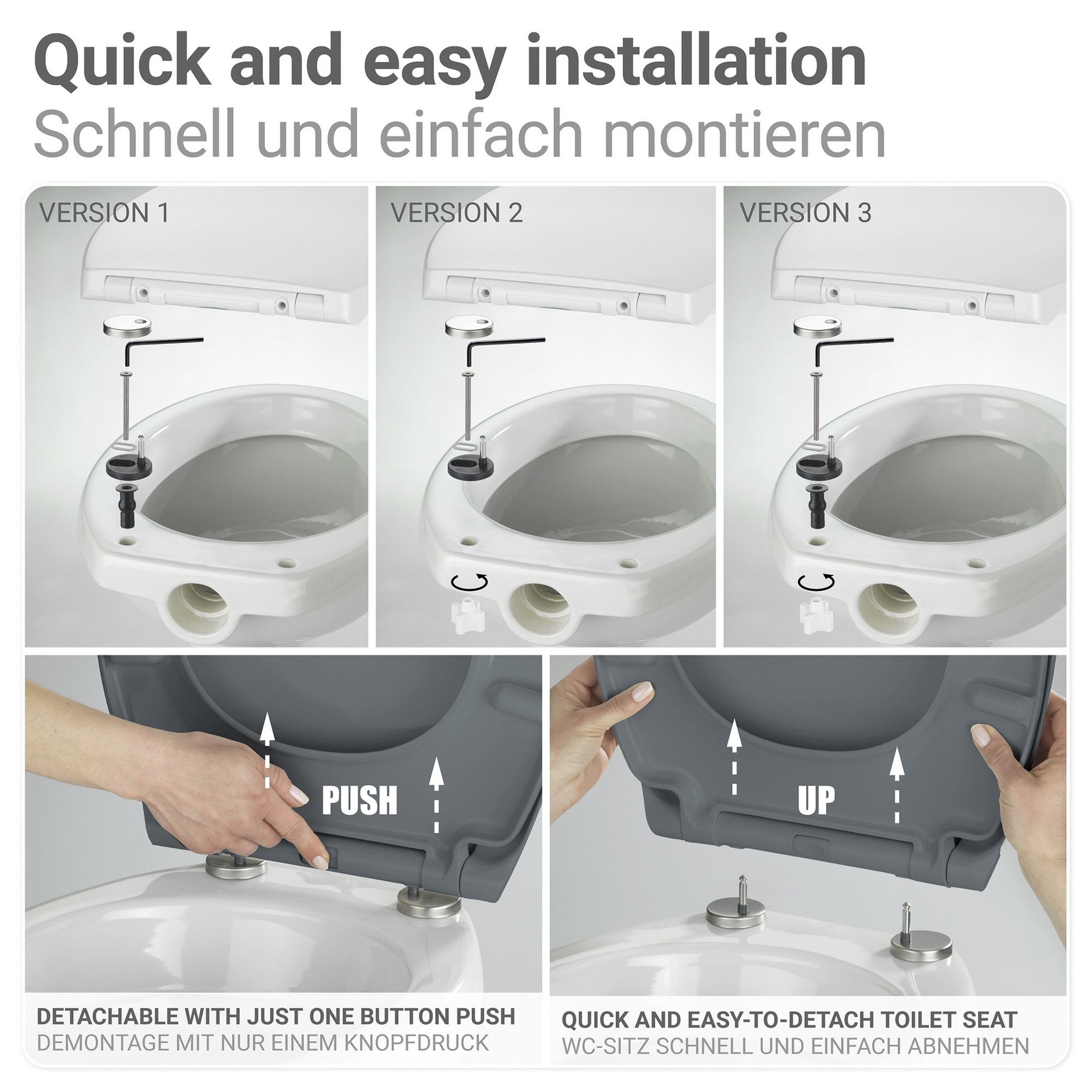 WC-Sitz 'Ostuni' mit Absenkautomatik grau Thermoplast