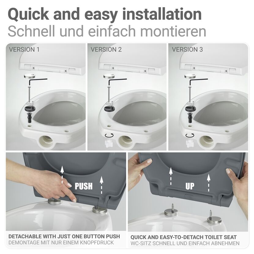 WC-Sitz 'Ostuni' mit Absenkautomatik grau Thermoplast
