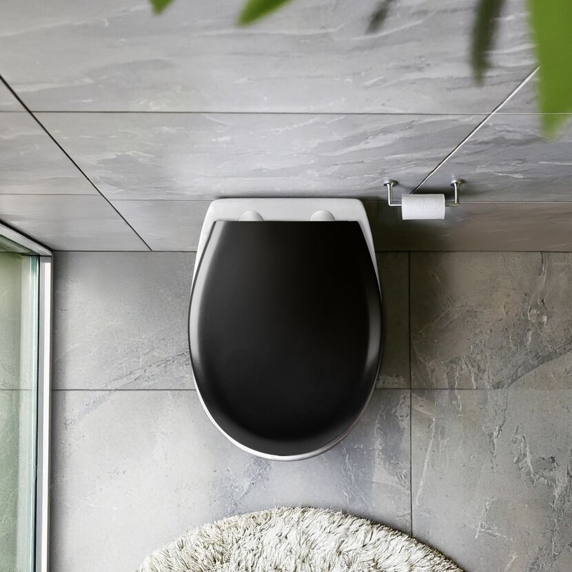 WC-Sitz 'Rieti' mit Absenkautomatik schwarz Duroplast