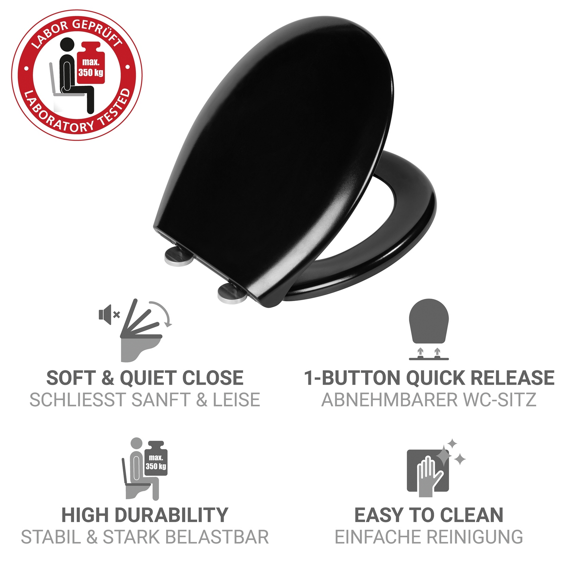 WC-Sitz 'Rieti' mit Absenkautomatik schwarz Duroplast