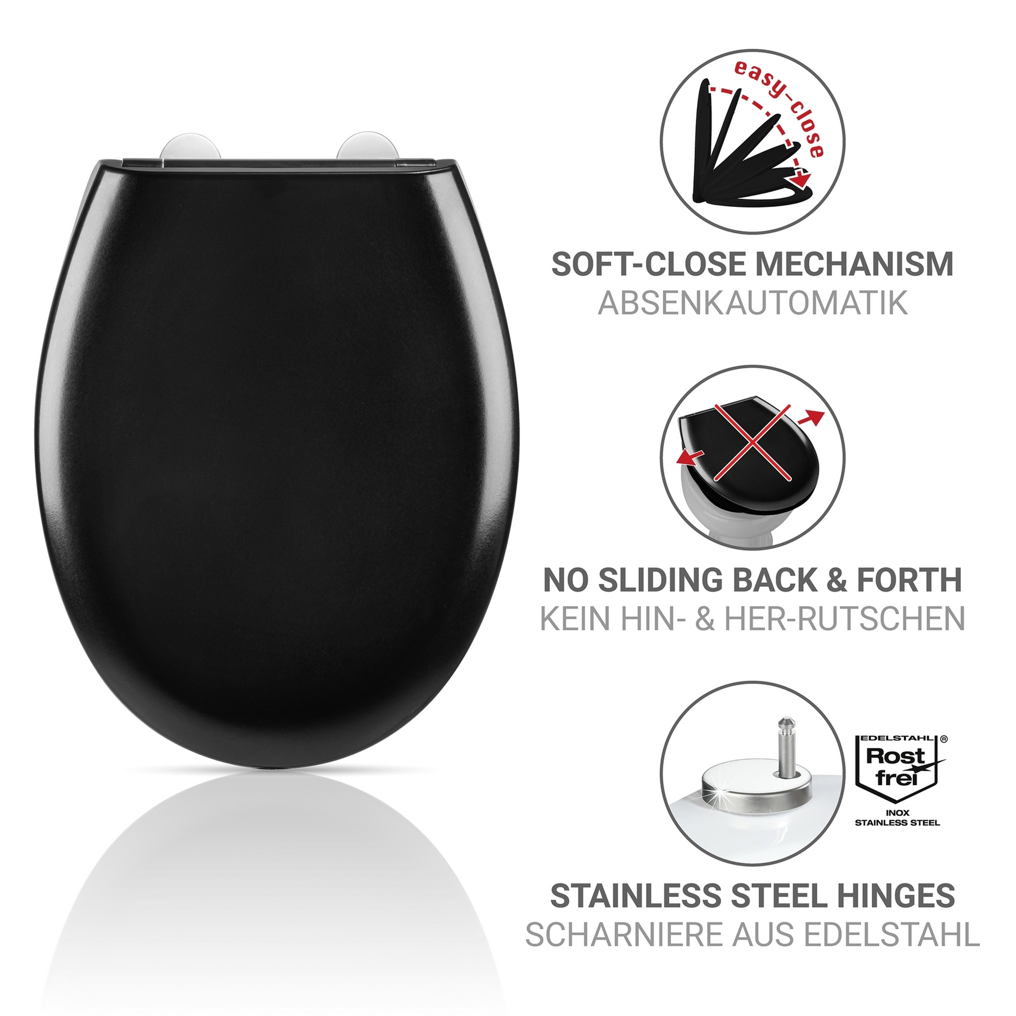 WC-Sitz 'Rieti' mit Absenkautomatik schwarz Duroplast