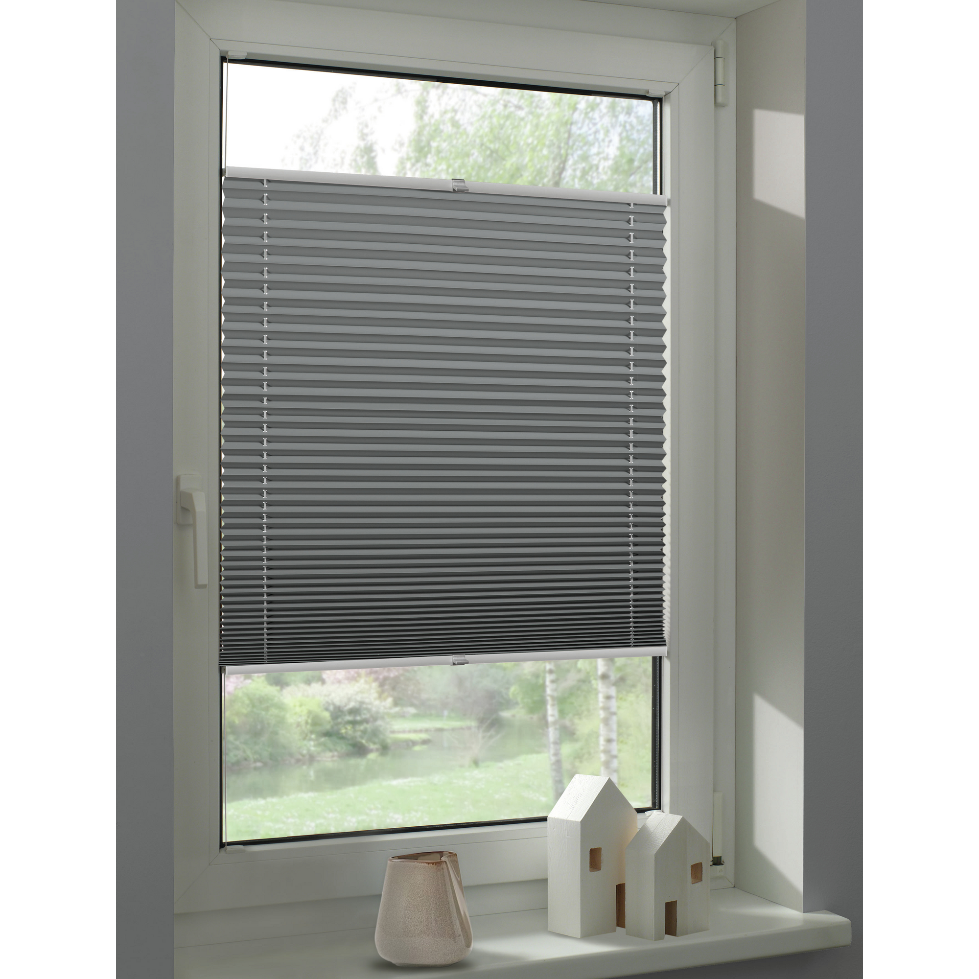 Thermo-Plissee 'Ella' grau 80 x 130 cm