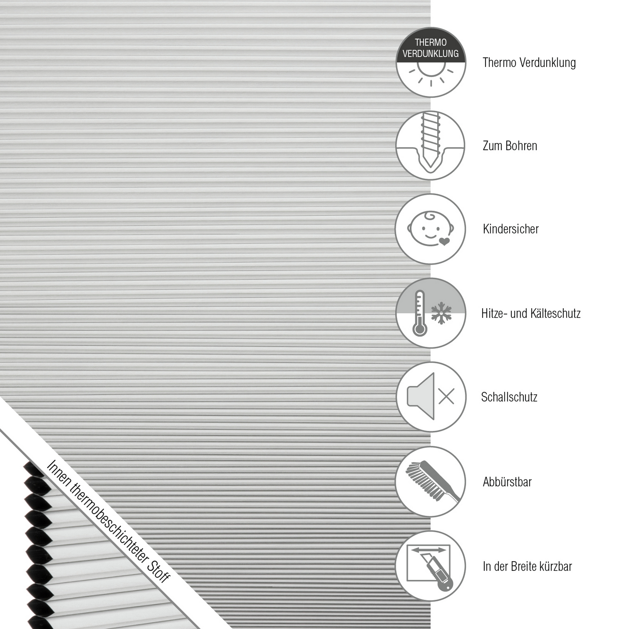 Thermo-Wabenplissee 'Sina' weiß 80 x 220 cm