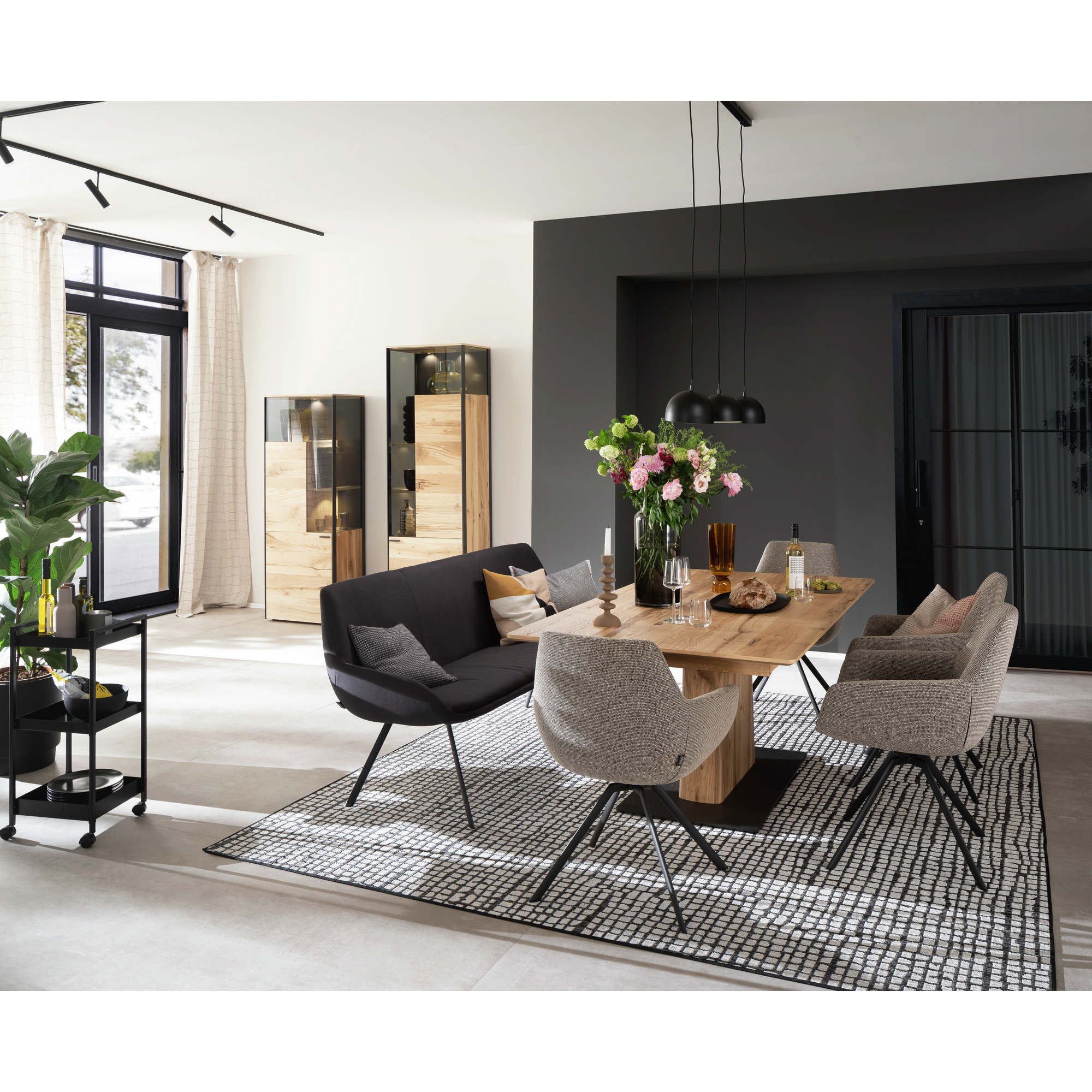Vorhangschiene 'Emilia' Aluminium mattschwarz 230 cm