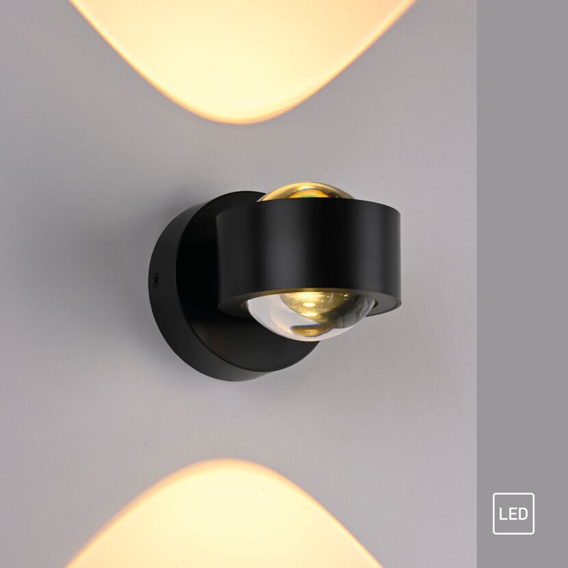 LED-Wandleuchte 'Chia' schwarz 2-flammig 9,3 x 9,3 x 12,5 cm