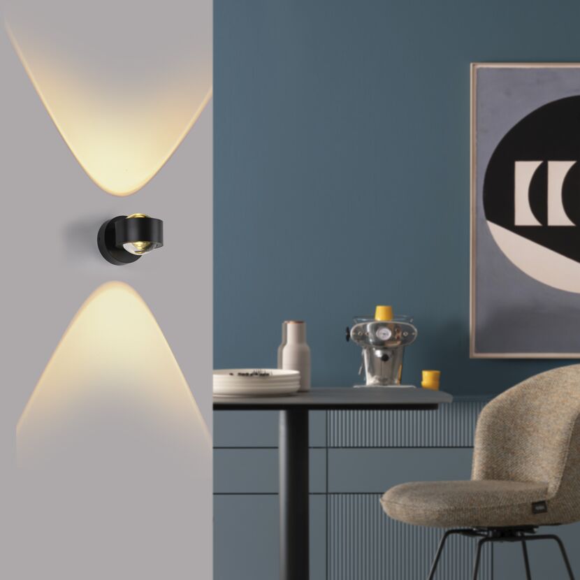 LED-Wandleuchte 'Chia' schwarz 2-flammig 9,3 x 9,3 x 12,5 cm