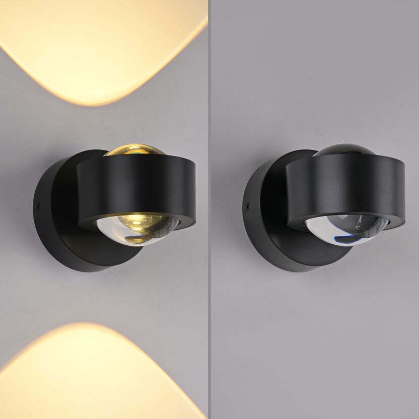 LED-Wandleuchte 'Chia' schwarz 2-flammig 9,3 x 9,3 x 12,5 cm