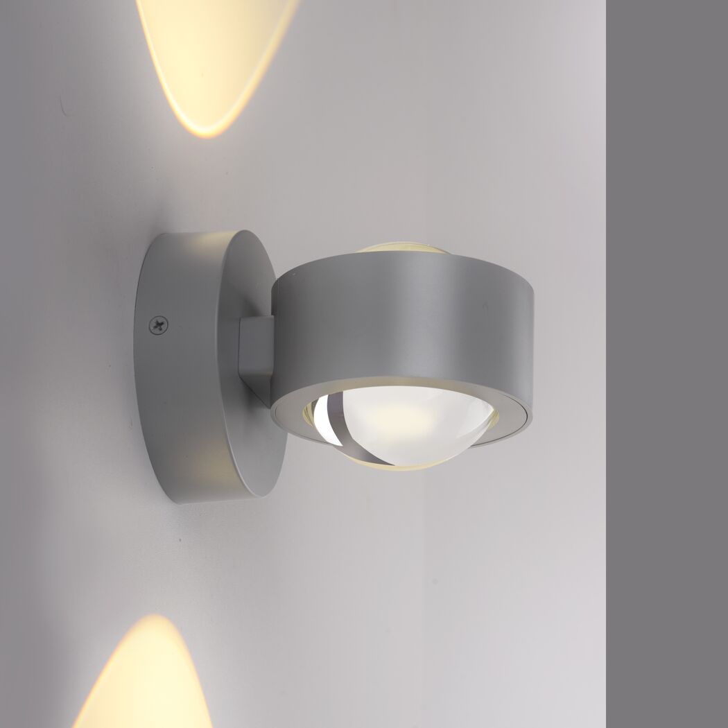 Grauer LED-Spot 'Chia' mit warmweißem Licht.