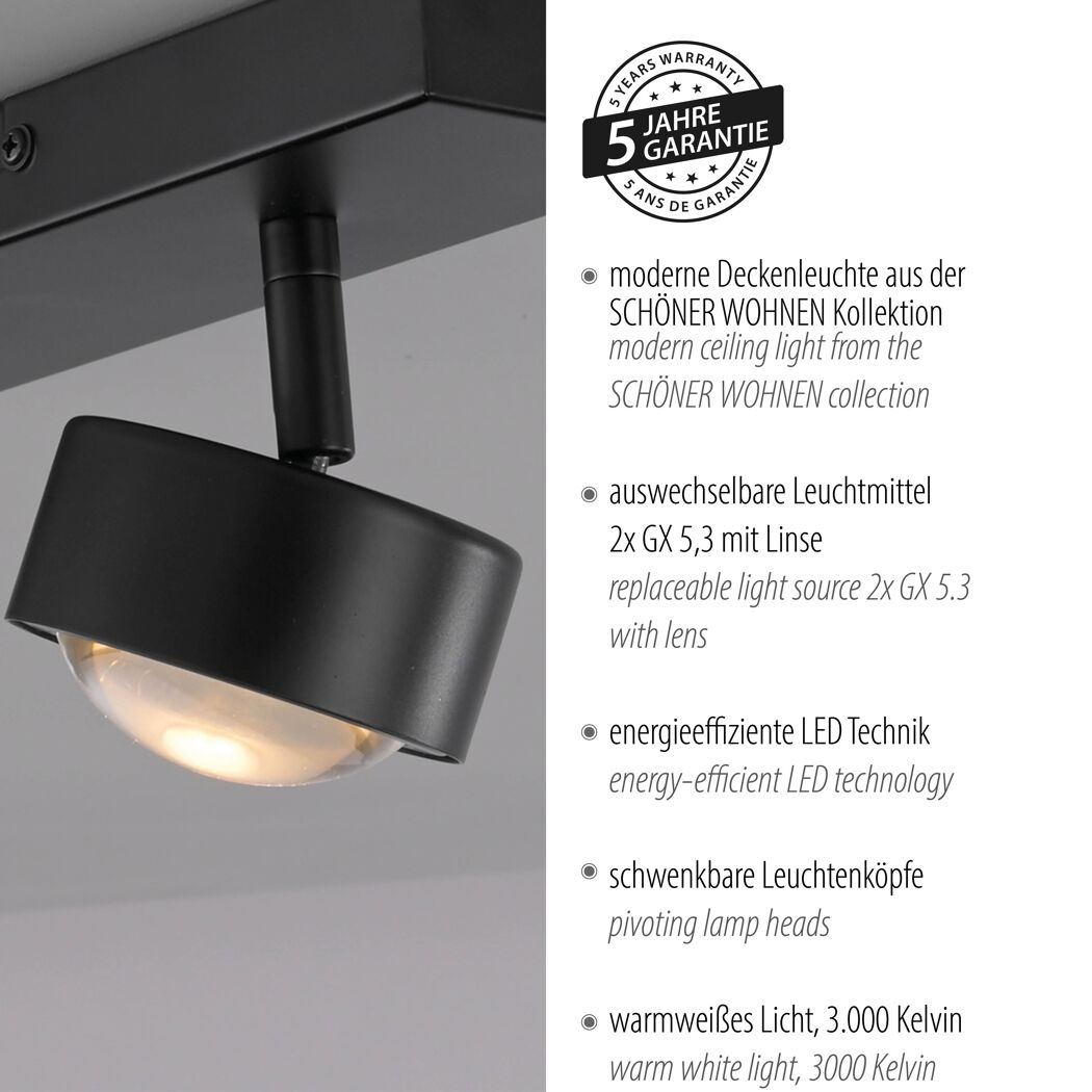 Schwarzer LED-Spot Kulu mit warmweißem Licht