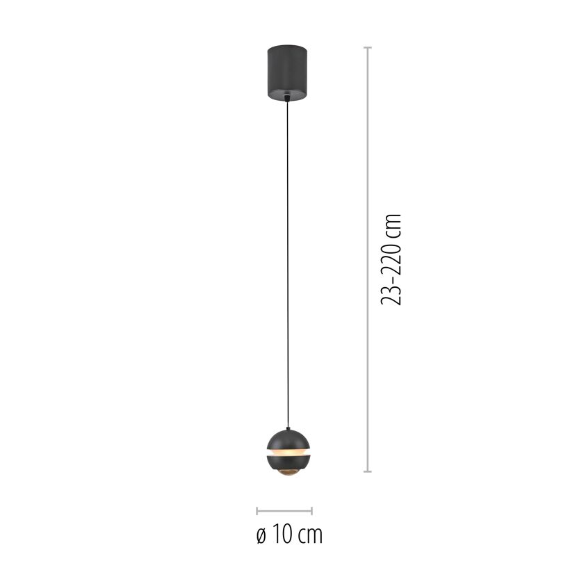 Pendelleuchte 'Lini' schwarz Ø 10 cm 1-flammig