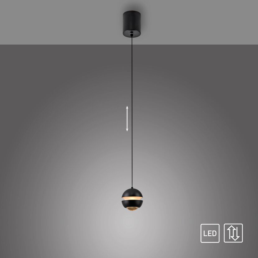 Pendelleuchte 'Lini' schwarz Ø 10 cm 1-flammig