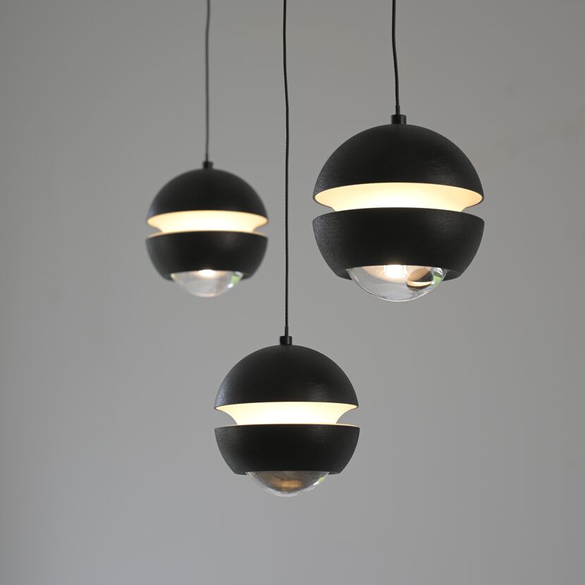 Pendelleuchte 'Lini' schwarz 60 x 10 cm 3-flammig