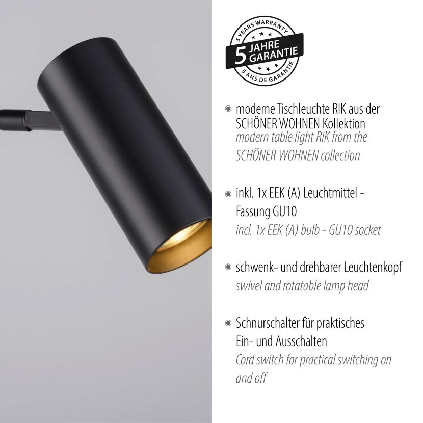 LED-Tischleuchte 'Rik' schwarz 46 cm