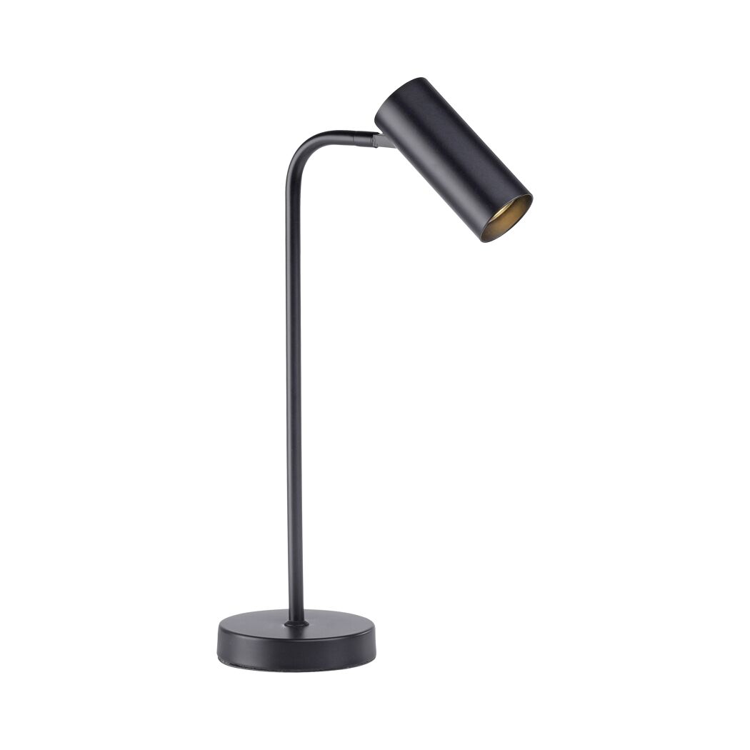 Schwarze LED-Tischleuchte 'Rik' mit goldener Innenseite.