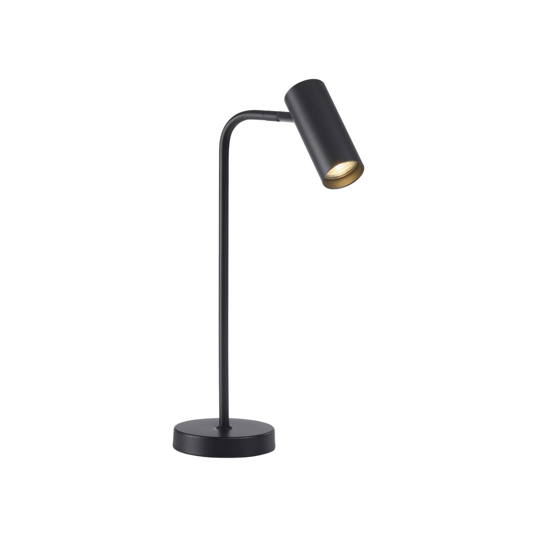 Schwarze LED-Tischleuchte 'Rik' mit leuchtendem Licht.
